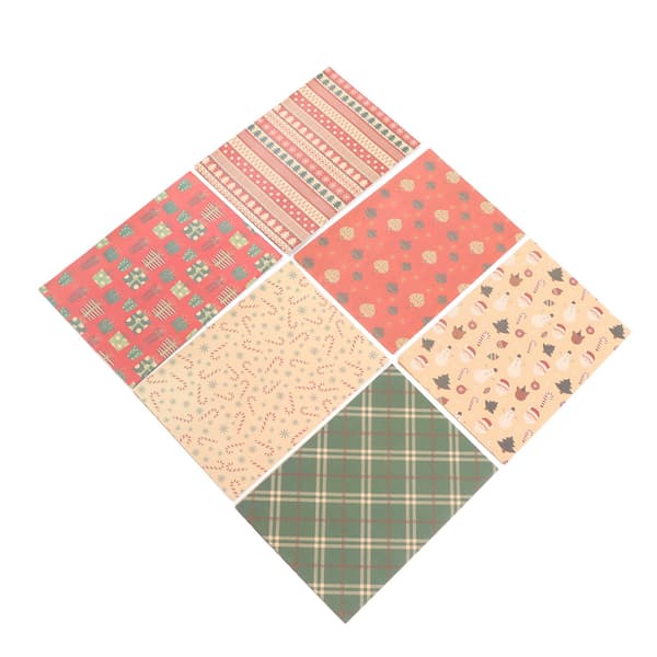 4 uppsättningar julklappspapper 70x50cm Klassiska mönster DIY Kraftmaterial Dekorativt hantverksklappspapper