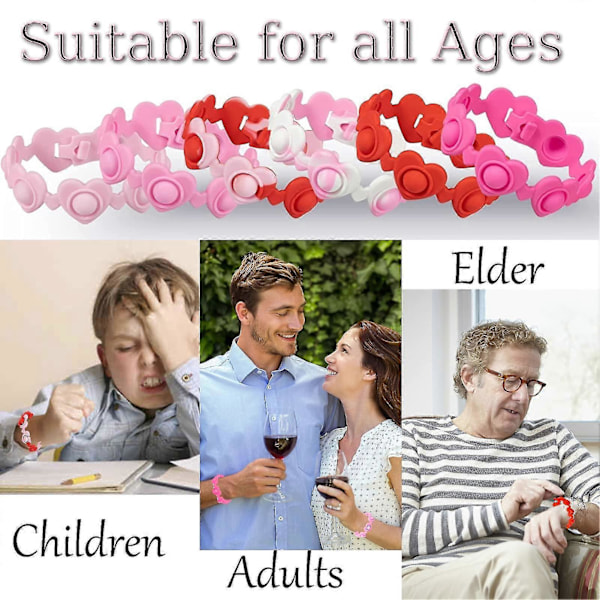 6-pack Pop It Fidget Leksaksset, Återanvändbart Pop It Armband i Silikon Set5.29