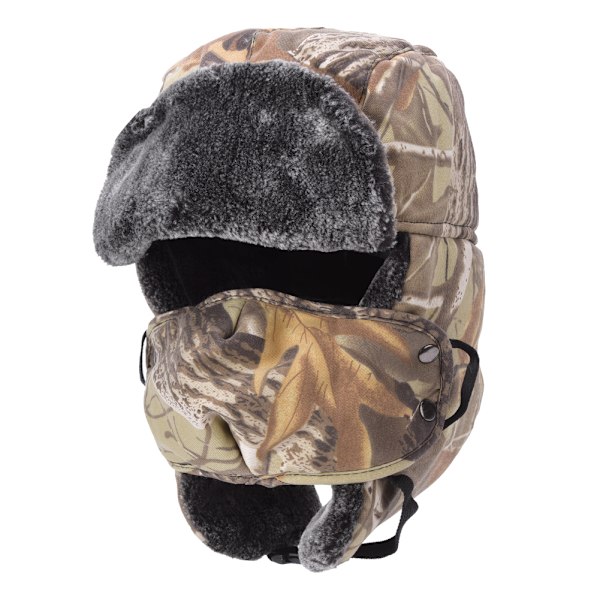 Udendørs camouflage maske hue til mænd og kvinder - Vinterfortykkende ørevarmer hue - Vindtæt til cykling og skydning - Gul camouflage - One size