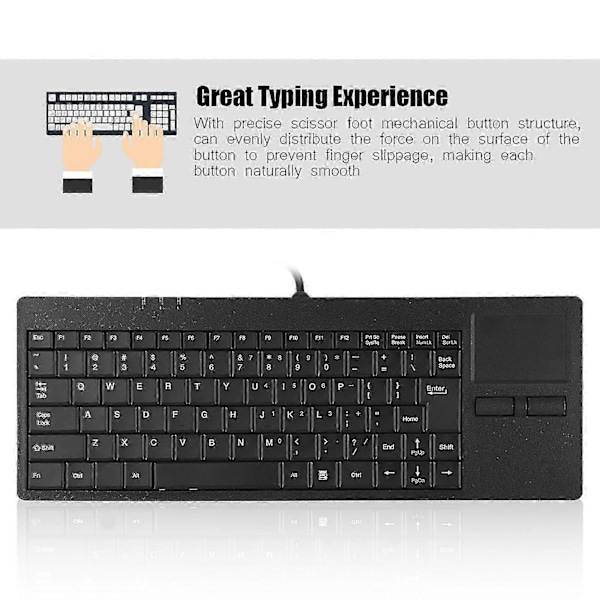 Kablet USB Innebygd Touchpad Hub Port Tastatur 86 Tasters Lydløst Ultratynt Tastatur For Bærbar PC Skrivebord