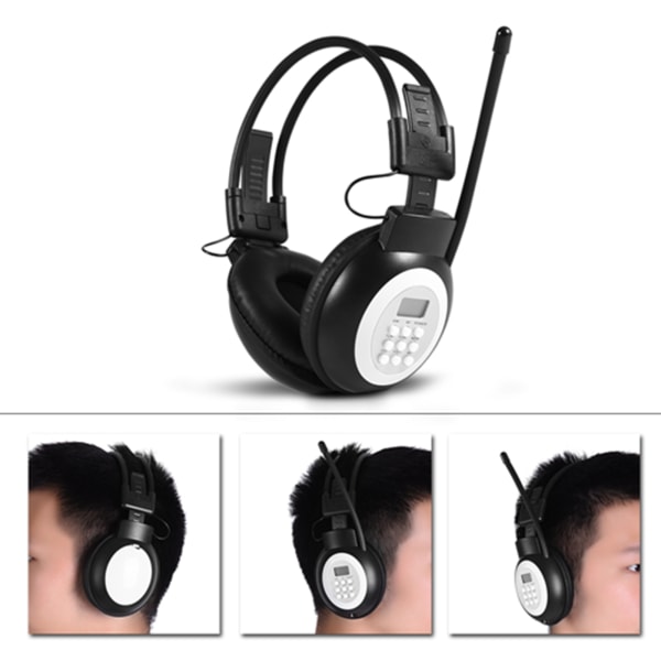 Over Ear Sammenleggbare trådløse hodetelefoner med støyreduksjon HiFi-hodesett FM-radio med LCD