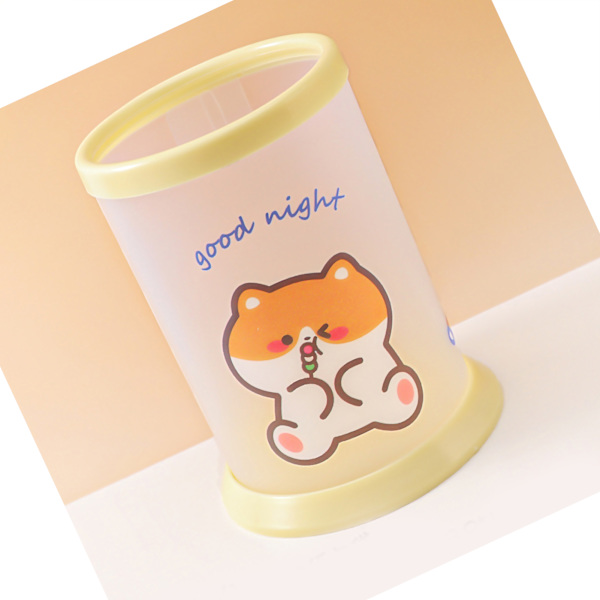 Taitettava kynäteline, söpö sarjakuva pyöreä taitettava kynäteline, opiskelijan toimiston pöydän paperitavaroiden säilytyslaatikko Shiba Inu