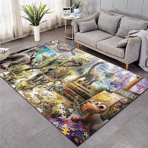 Mattor i nordisk stil 3D Dinosaurie Tryck Tjockare Matta För Vardagsrum Sängsida Sovrum Fjäder Matta Hushålls Flanell Matta/mattor9 90cmx150cm