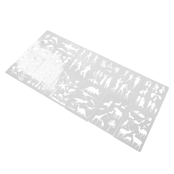 12 stk. malingssjablonger A4-figurer dyr planter trygge giftfrie holdbare lette brede bruksområder kunstsjablonger
