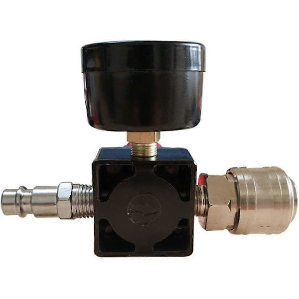 Luftkompressor Trykregulator 1/4\" Pneumatisk Regulator, Trykreguleringsventil Med Fitting 180psi 12bar (Trevejsventil)
