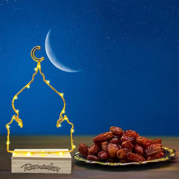 LED Eid Måneskinnslampe Ramadan Mubarak Dekorative Lys Flerbruks Holdbare Jernpynt