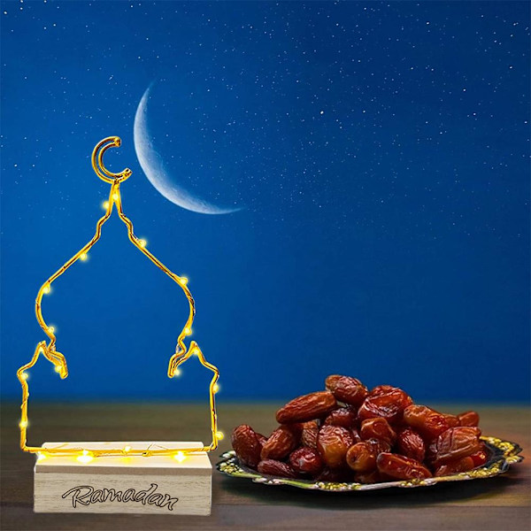 LED Eid Måneskinslampe Ramadan Mubarak Dekorative Lys Multifunktionelle Holdbare Jernpynt