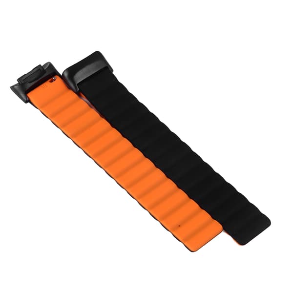 Magnetisk Urrem Erstatning Hudvenlig Blød Komfortabel Letvægts Silikone Magnetisk Urrem Sort og Orange