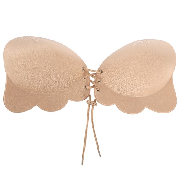 Silikon BH utan axelband trådlös dölj push up one-piece rygglös BH för kvinnor (hudfärg A)