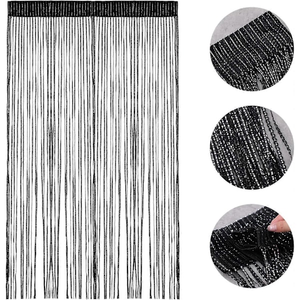String Gardinpanel, Glitter Dør Væg Vindue Døråbninger Panel Flueskærm Frynser Rumdeler Persienner, Dekorativ Kvaster Bånd Strimmel Sølvskærm til