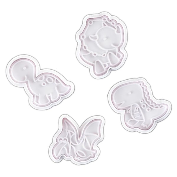 4 st bakformar säkra enkel demoulding värmebeständig dinosaurieform fondant kakformar för kex choklad godis