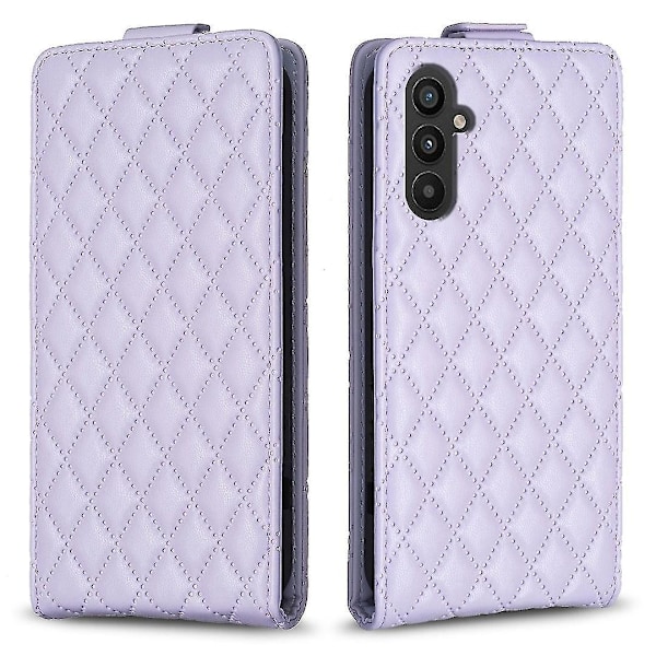 Til Samsung Galaxy A35 5G Etui Kortholder Vertikal Flip Læder Cover-B11 Lilla
