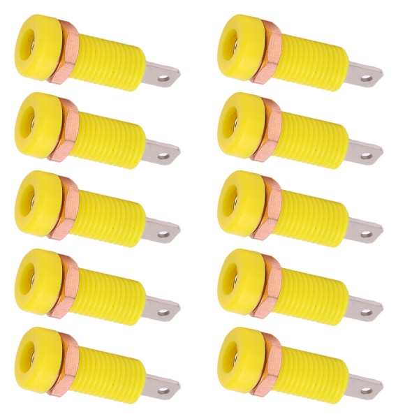 10 st 4 mm Banana Jack Socket Mount Binding Post Connector Adapter Panel för elektroniskt instrument Gul