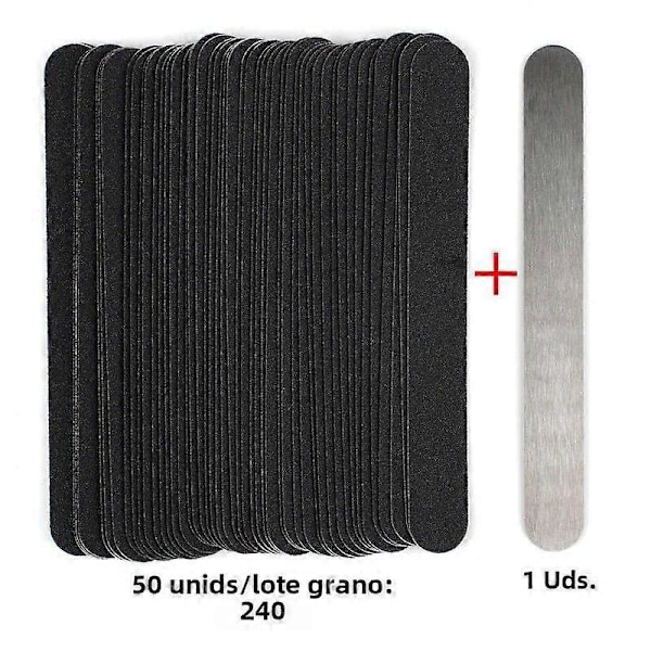 50 stk. Mini Aftagelige Buffer Pads til Neglekunst og Manicure Rustfrit Stål Børste 180/240 til Pedicure 240GritSort