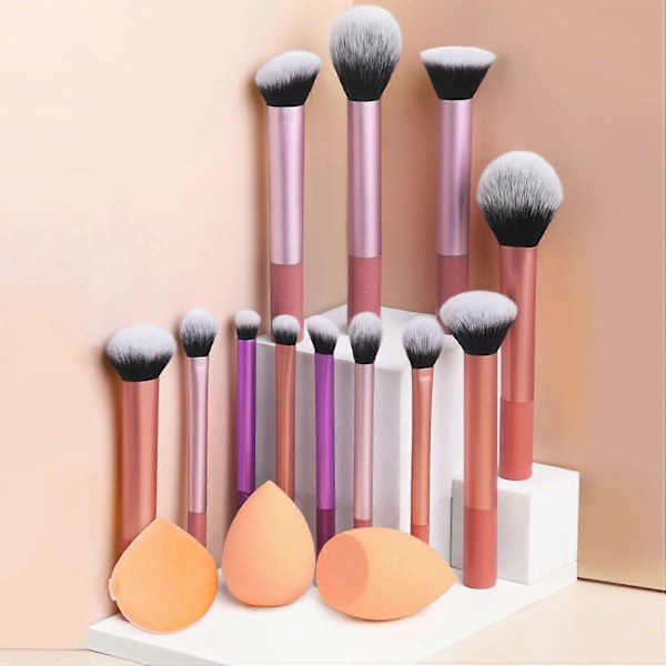 12 stk. Makeup Børstesæt Plastik Simpel Stil Baby og Multifunktionel Puf til Skønhed og Makeup sort2