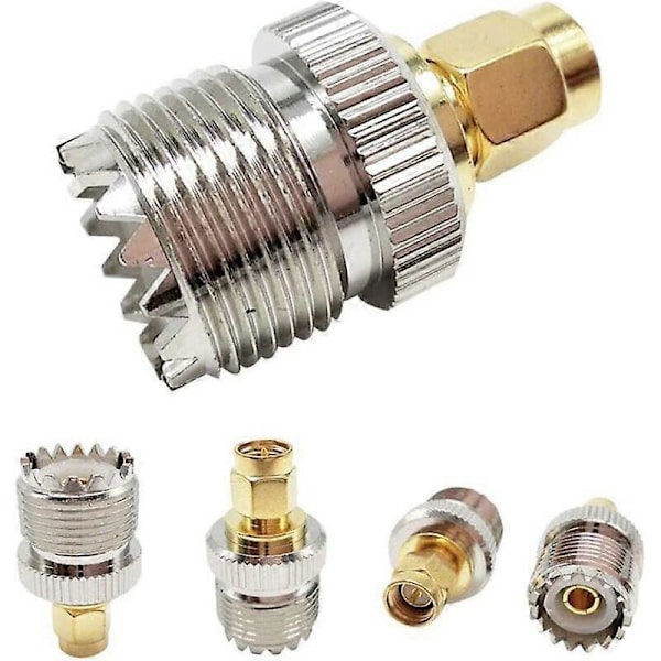 UHF Hona till SMA Hane Adapter Koaxialkontakt Portabel Adapter till Antenn Tvåvägsradio Konverterare 4st