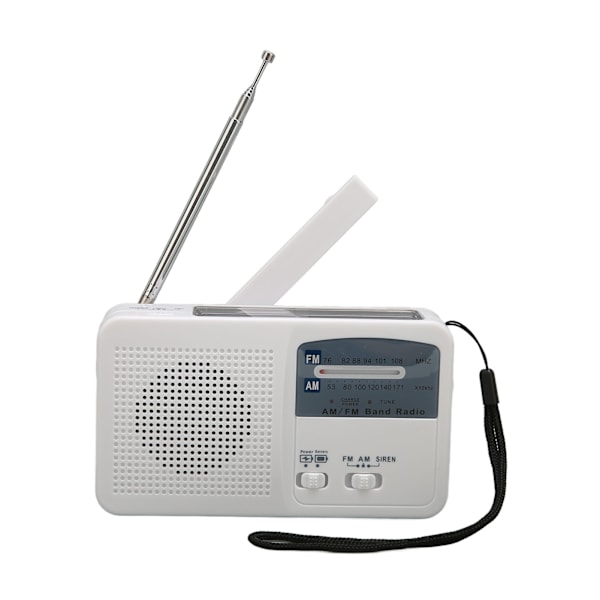 Solar Handvev Radio Multifunktion Bärbar Uppladdningsbar Nödradio med LED-ficklampa för Camping Outdoor Vit