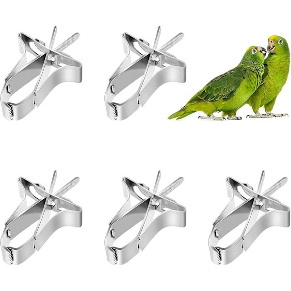 Papukaijan Hedelmä- ja Vihannesruokintapidike, 5 kpl, Lintujen Ruokapidike, Linnunhäkin Tarvikkeet, Metallipidikkeet Undulaateille, Budgiesille, Neitokakaduille