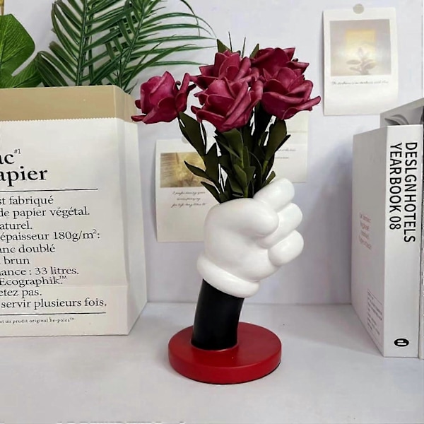 7' Mus Hand Blomvas, Kreativ Sminkborsthållare, Unik vas Blomvas, Bordsdekorationer, Söt Hemmakontor Harts Krukväxter ZD B2