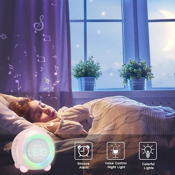 Barn Väckarklocka Ljusstark LED Digital Nattlampa Smart USB