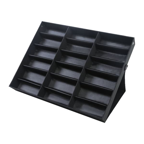 18 Fack PU Läder Glasögon Display Förvaringsfodral Vikbart Omslag Solglasögon Box Organizer Hållare