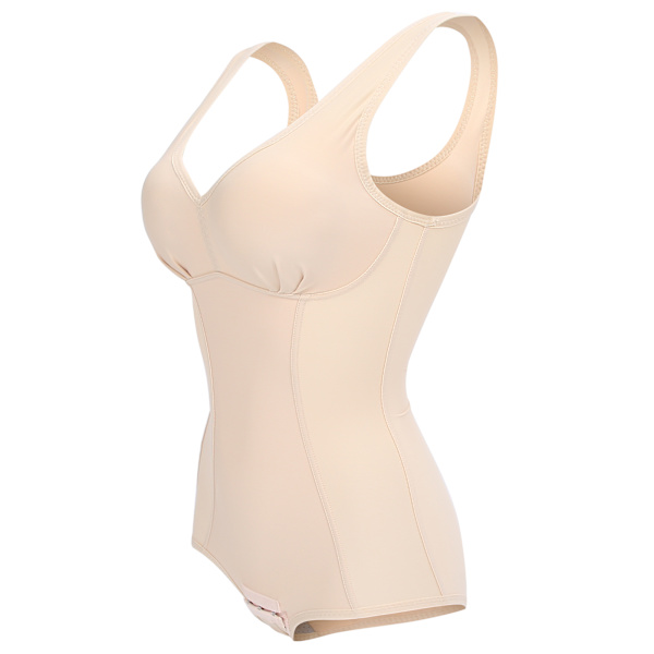 V-ringad slank kroppsformande shapewear med bh för kvinnor midjetränare magkontroll body (Khaki)XXL