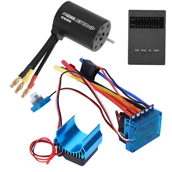 3650 Motor 3900Kv Børsteløs ESC Varmeavleder Programmeringskort Sett RC Bil Tilbehør (45A)
