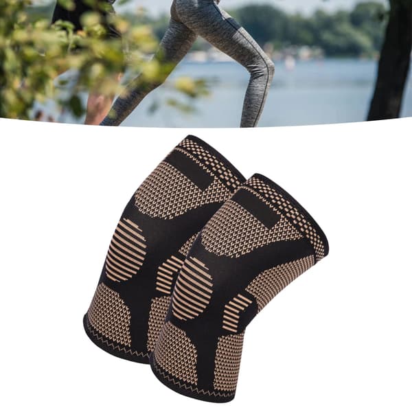 1 par elastiskt stickat knäskydd andningsbart bekvämt nylon silikon knästöd för cykling bokstavstryckt typ L