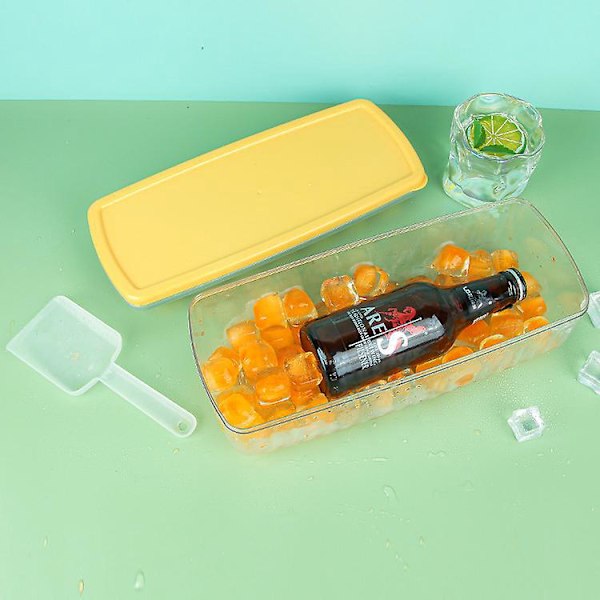 Isbakke til Fryser, Firkantet Isboldform, Isform til Afkøling af Whisky, Te og Kaffe (transparent Gul) kun Form Inkluderet