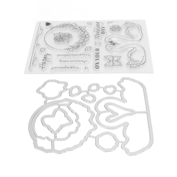 Klare stempler Gjennomsiktig Valentinsdag-tema TPR Karbonstål Gjenbrukbart DIY Easy Carving Pregeverktøy for konvolutter