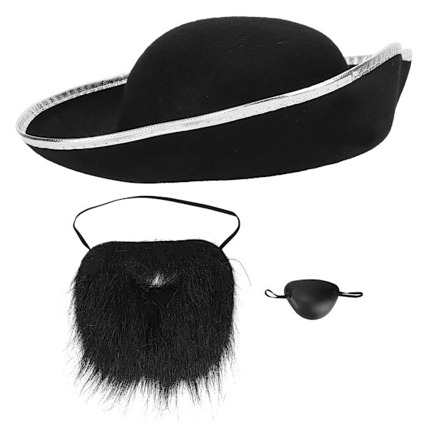 Piratdräkt Hatt Falska Mustascher Ögonlapp Fest Pirat Tillbehör Klänning för Halloween