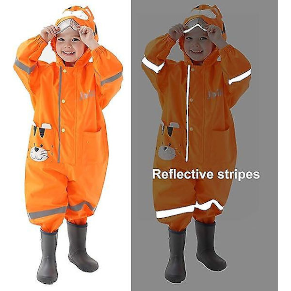 Regnjakke med hætte til børn med langærmet ponchojakke - Let og åndbar unisex-regndragt til piger og drenge i alderen 1-5