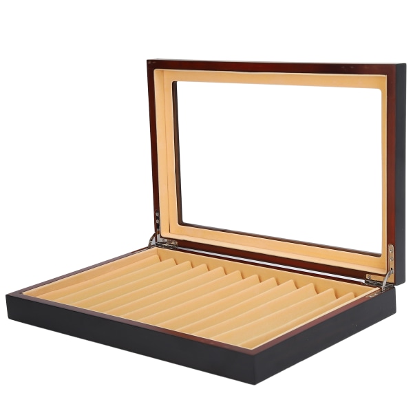 12-siffrig trä reservoarpenna Display Case Svart bakning lack Penna Förvaring presentförpackning
