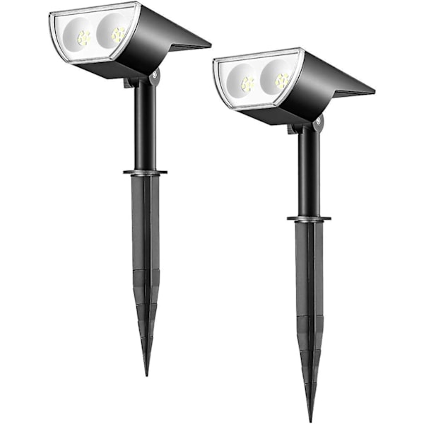 Solcellsdrivna Utomhus Trädgårdsbelysning, Dagsljusvitt, Vattentät IP67, för Gräsmatta, Patio, Uppfart, Veranda (2-pack)