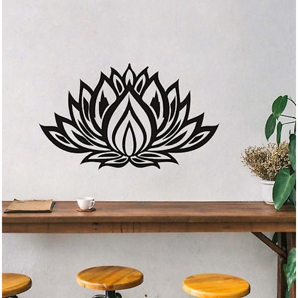 Lotus seinäkoriste - Luonnollinen - Musta metalli - 33*56 cm