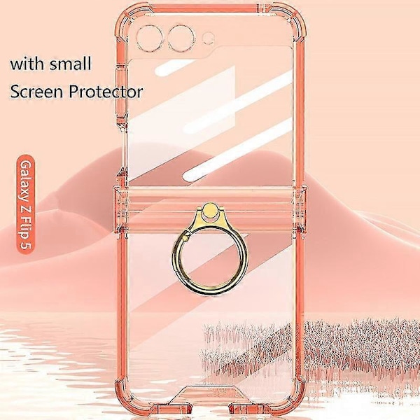 Magsafe Gennemsigtigt Cover til Samsung Galaxy Z Flip 5 med Ringholder - TPU Stødsikkert Cover med Fire Hjørner Sort