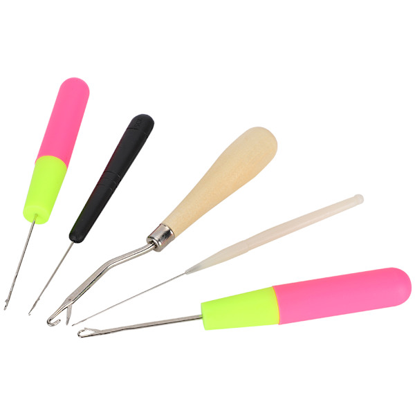 5 st/set spärrhake verktyg böjd tunga virknål kit DIY tillbehör för stickning