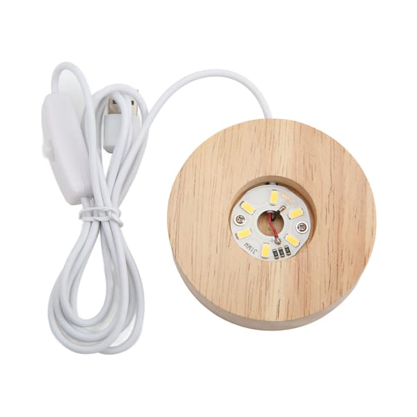 LED-lysbase USB-interface Eg Træmateriale Rund 2 cm/0,8 tommer Tykkelse Glødende Dekorativ Displaylampe til Hjemmet 5V Varm Lysbase