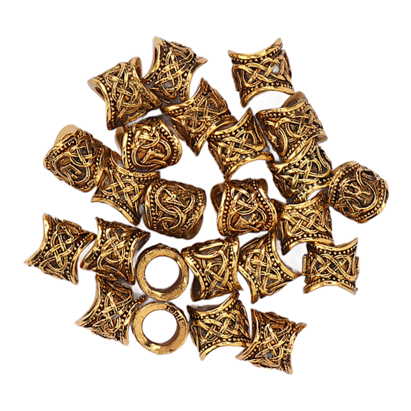 24 ST Hårpärlor Metall Urgammalt Guld Antik Stort Hål Hårflätning Armbandshänge 10 X 9 mm
