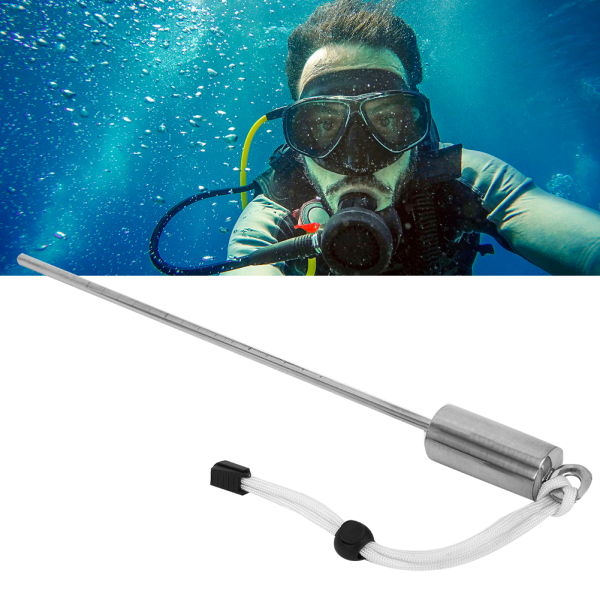 KEEPdiving Stainless Steel 30cm Diving Lobster Stick Pointer Underwater Shaker Noise Maker med Scale Hand Strap