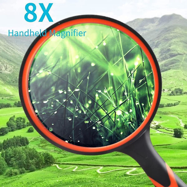 Handhållen Förstoringsglas - 8x Förstoringslins för Barn/Vuxna/Äldre - Perfekt Läsverktyg för Tidningar och Böcker