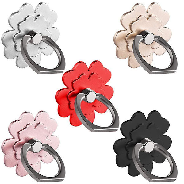 Metalliskt Fingergrepp Ringstativhållare 5-pack 360° Rotation Kompatibel med iPhone iPad Alla Modeller