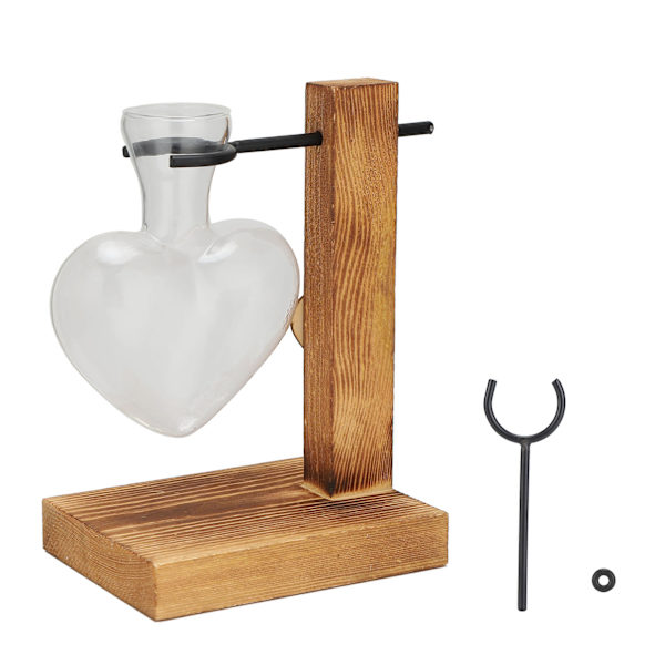 Hydroponisk transparent glasvas trä torkad blomma arrangemang behållare skrivbord dekoration