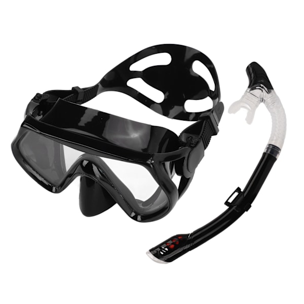 Justerbar snorkelutrustning för vuxna, snorkelset med andningsrör, svart