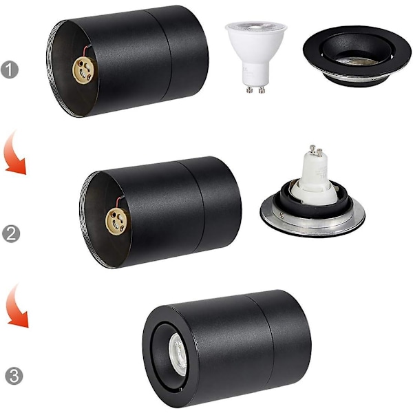 Loftlampe, Justerbar lampehusvinkel, Loftspots, Loftlampe, Justerbare loftspots, LED loftlampe, (Sort-3000K)