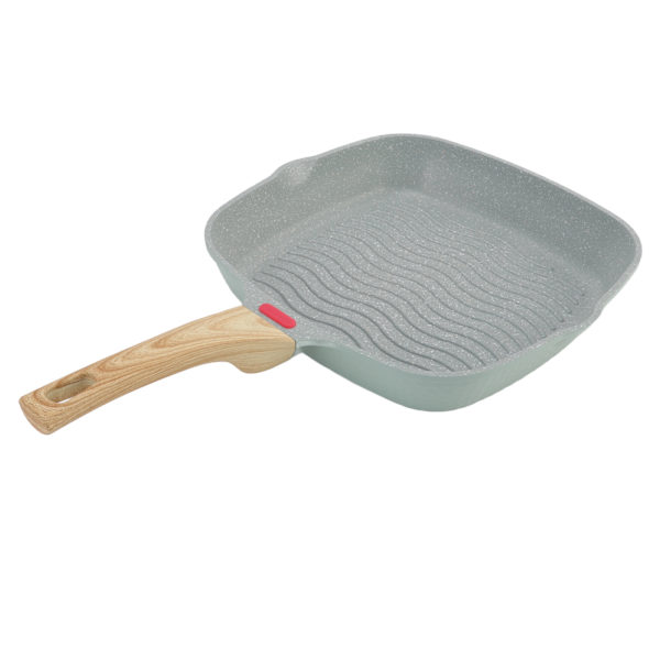 Grillpanne i aluminiumlegering med plasthåndtak, rask varmeledning, stor kapasitet, grillpanne for bacon, biff og løk