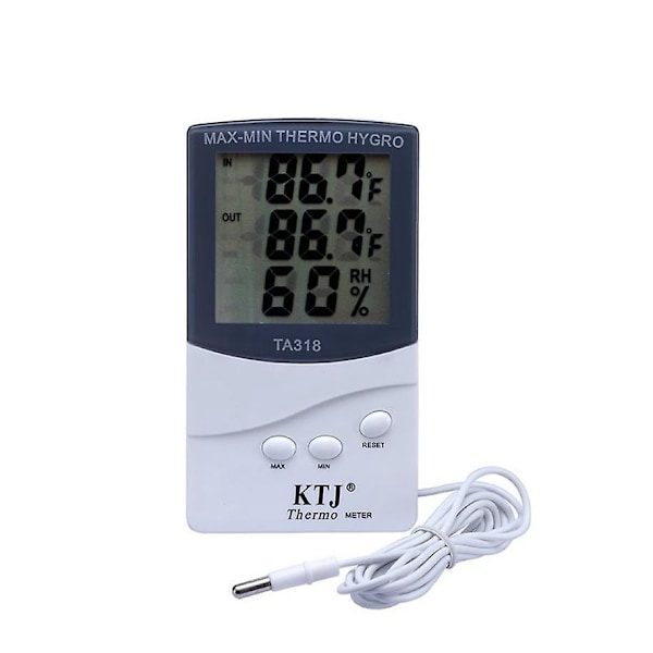 Digitalt termometer med to sensorer til indendørs og udendørs brug, perfekt til vinter. Viser - Temperatur