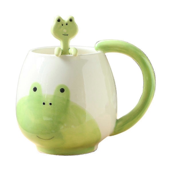 Sjove Frø Kopper Søde Kaffekopper Frø Kopper Keramik Med Skeer Og Brikker 420ml Kaffekopper Frø Kopper Espresso Kaffekopper Cappuccino Kopper Fødselsdag