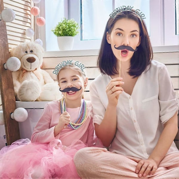 Syntymäpäivät Headband Syntymäpäivä Tiara Naisille Tytöille Hyvää Syntymäpäivää Prinsessakruunu Strassi Hyvää Syntymäpäivää Tarvikkeet, Hopea Sininen