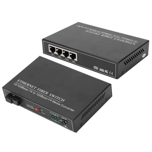 4-portars Ethernet Fiber Switch TBC‑MC3414ES20A Plug Play Stabil Robust Datornätverksswitchar 100‑240VUS-kontakt